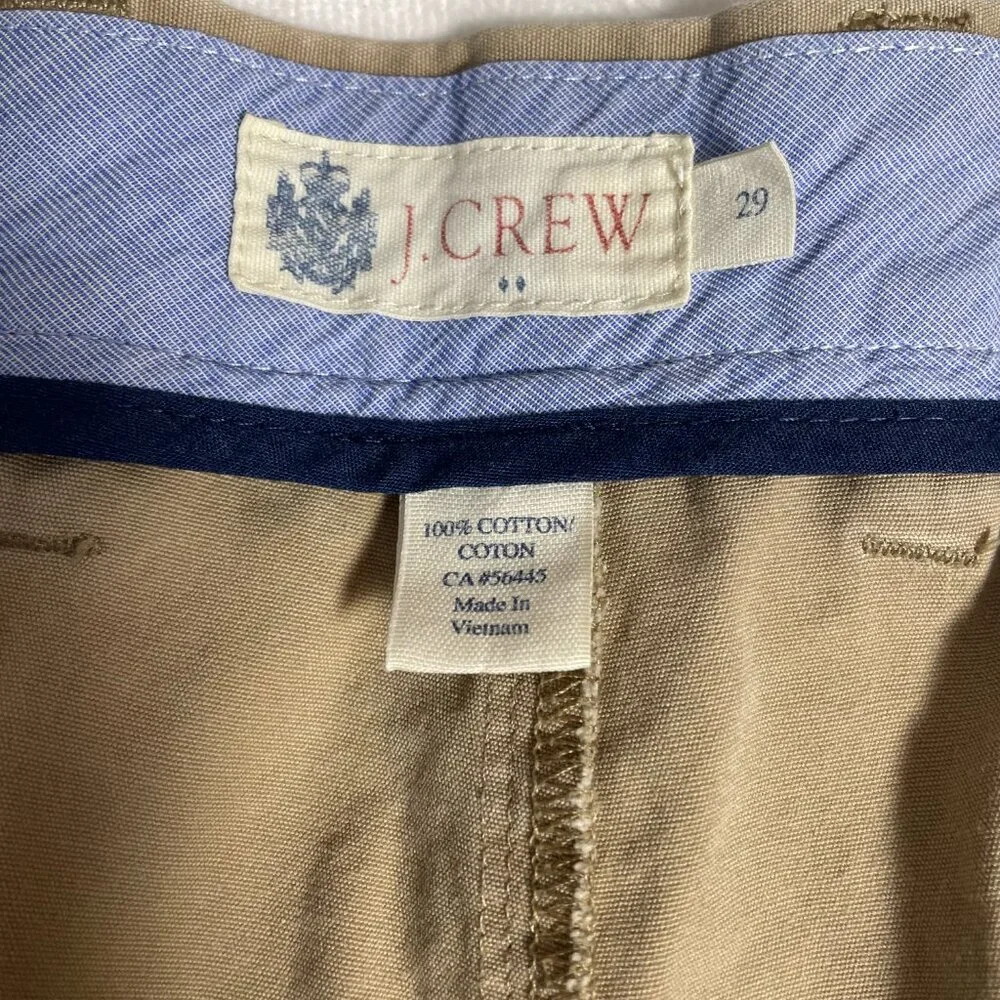 J Crew Men’s Size 29 Chino Shorts Khaki Cotton Flat Front Casual